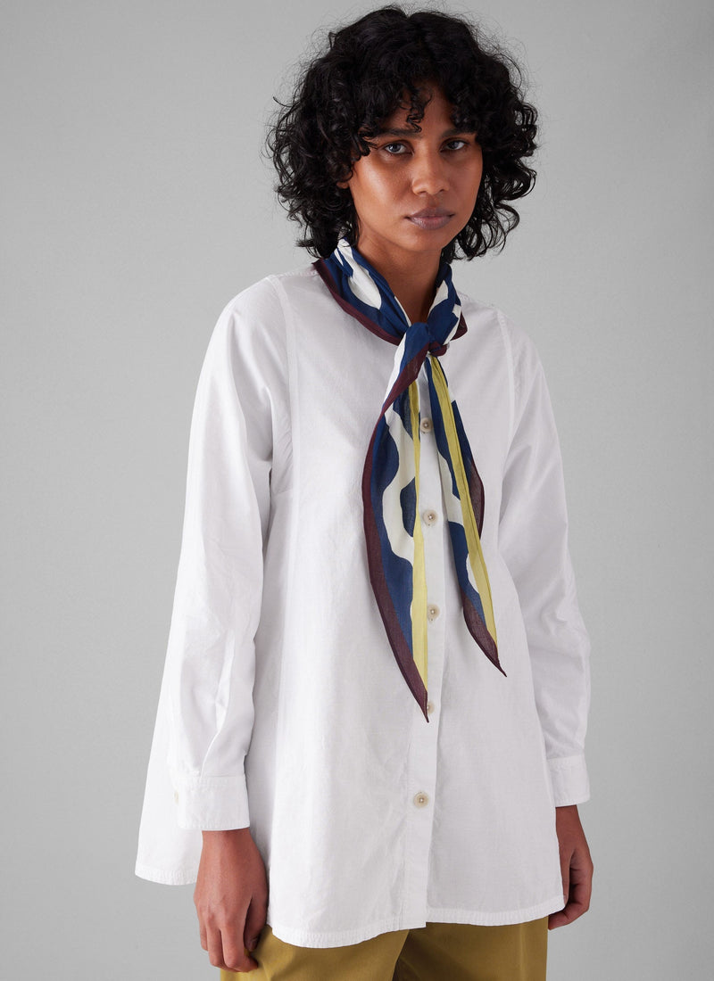 Raised Stripe Cotton Poplin Shirt | Paper White