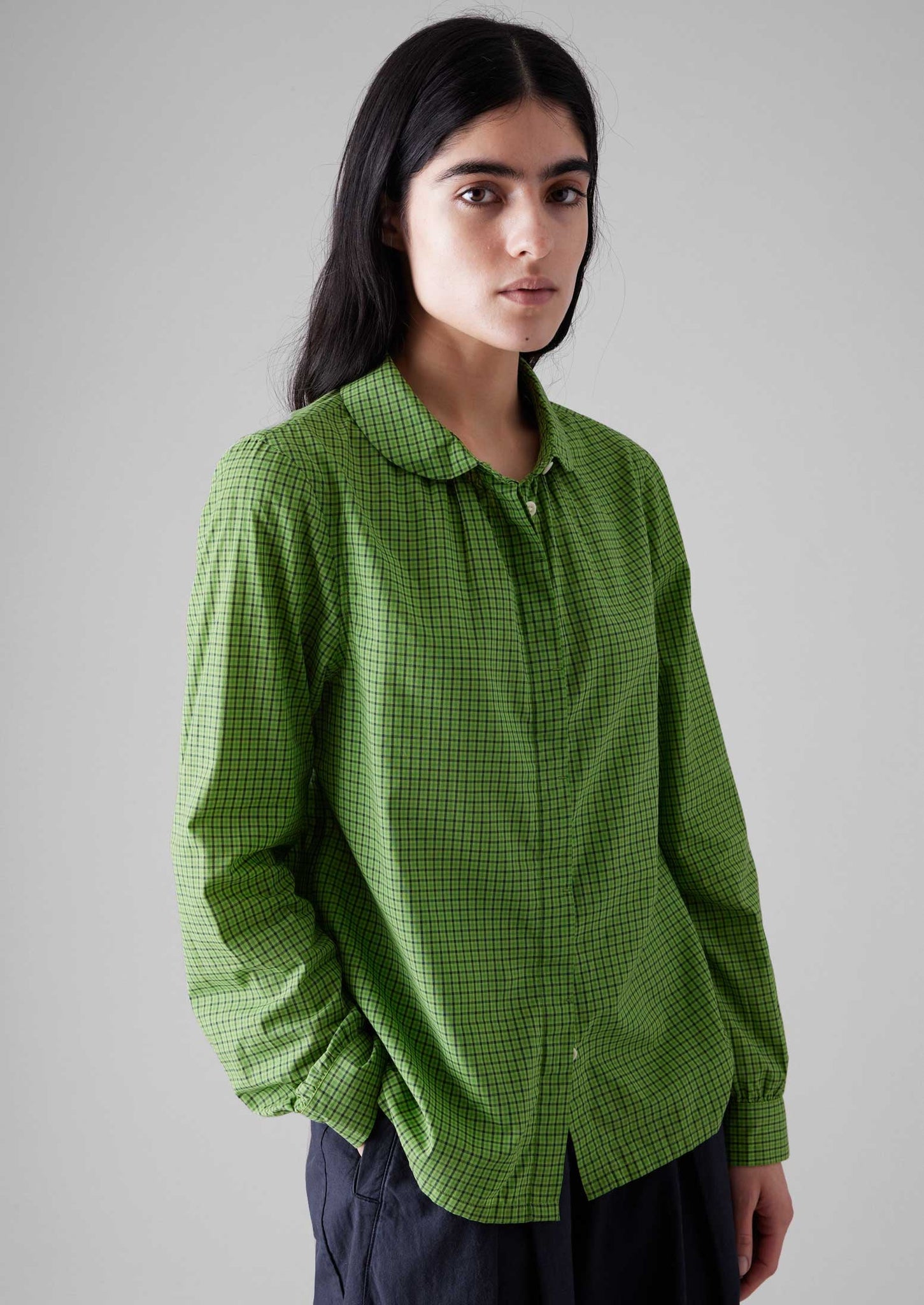 Anja Check Cotton Shirt | Green Multi