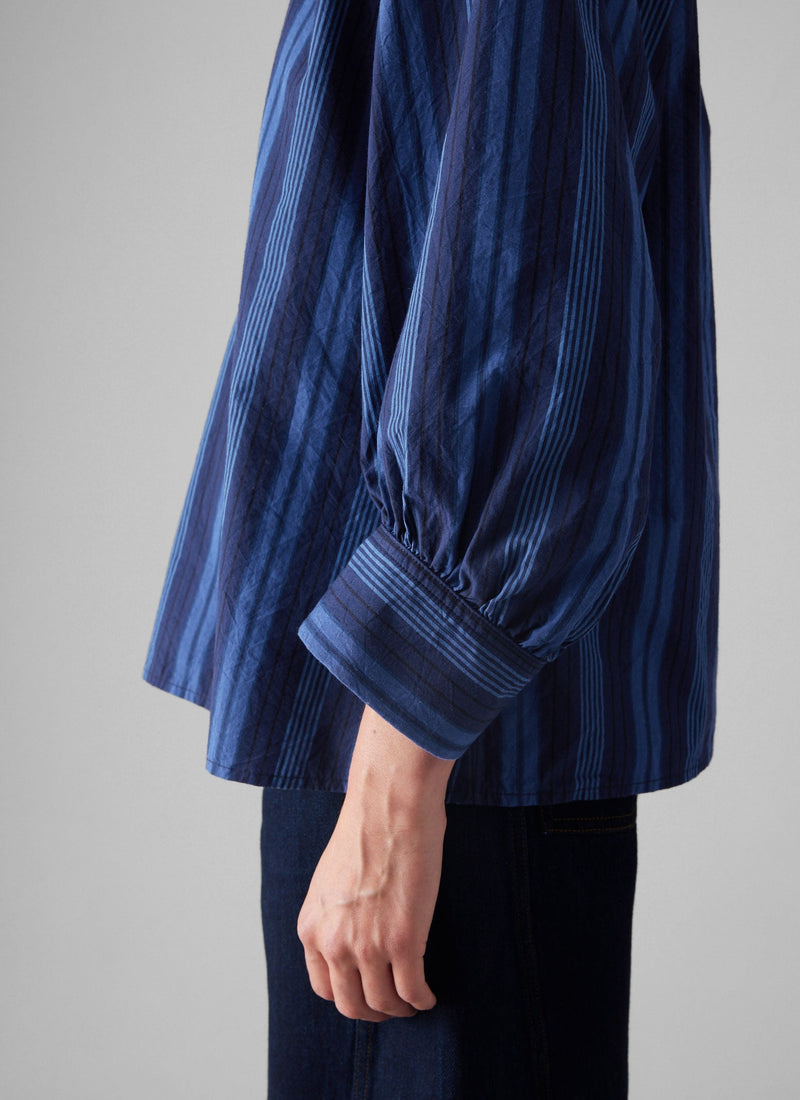 Catrin Cotton Stripe Raglan Shirt | Royal Blue