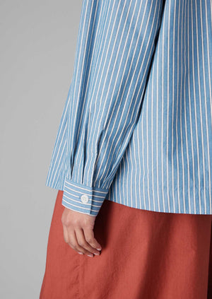 Dash Stripe Pintuck Shirt | Chambray Blue