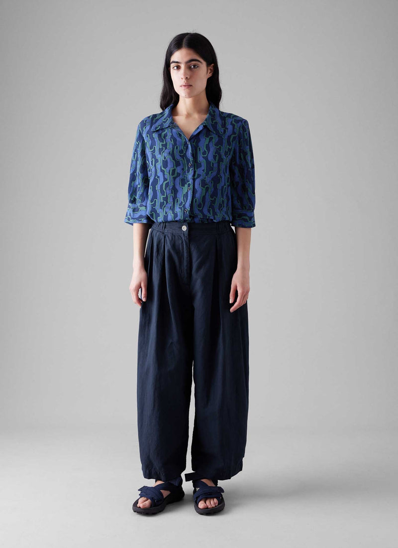 Gia Ribbon Print Shirt | Multi Blue/Copper Green