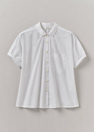Gathered Cotton Chambray Shirt | White