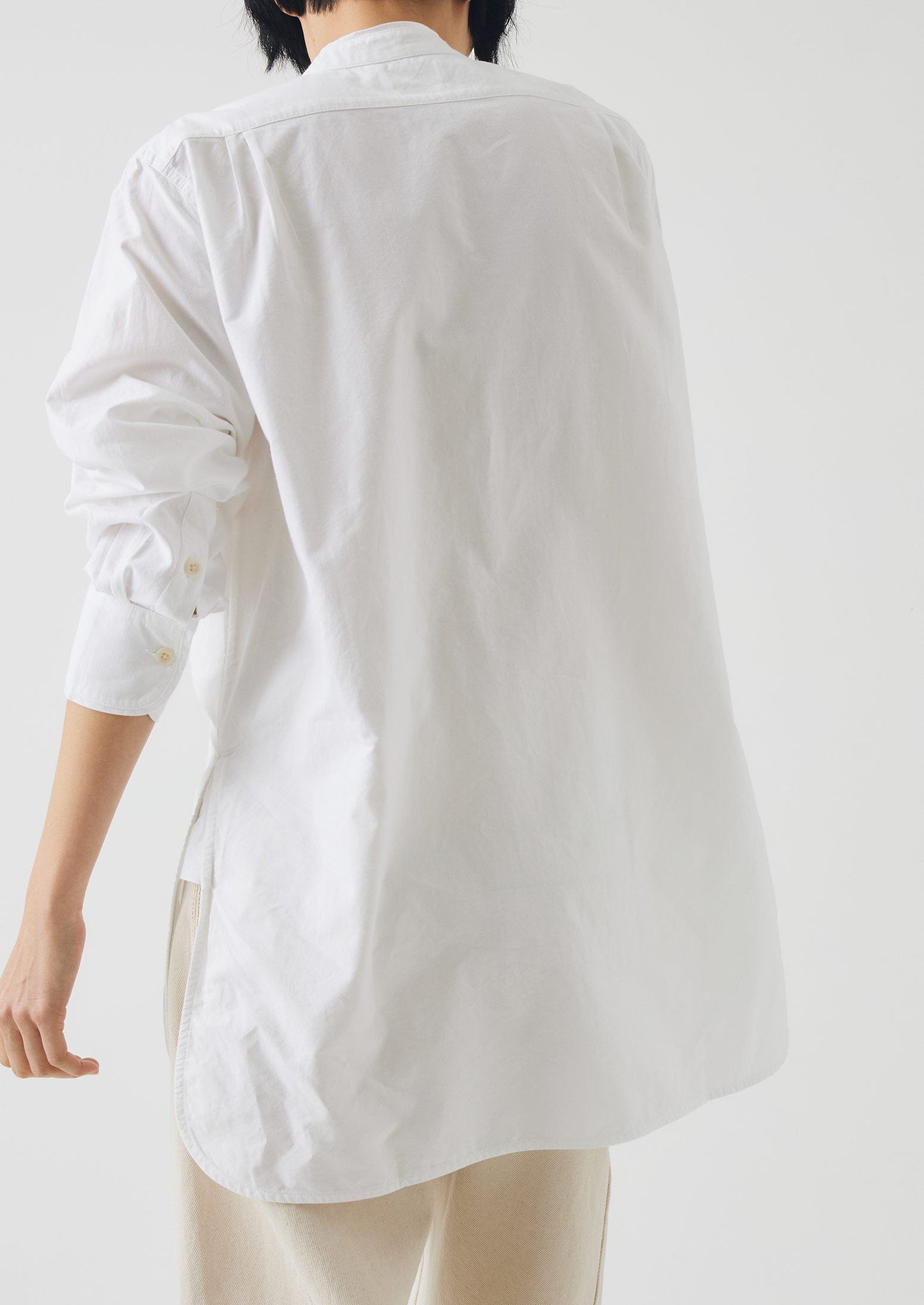 Taro Cotton Oxford Long Shirt | White