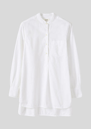 Taro Cotton Oxford Long Shirt | White