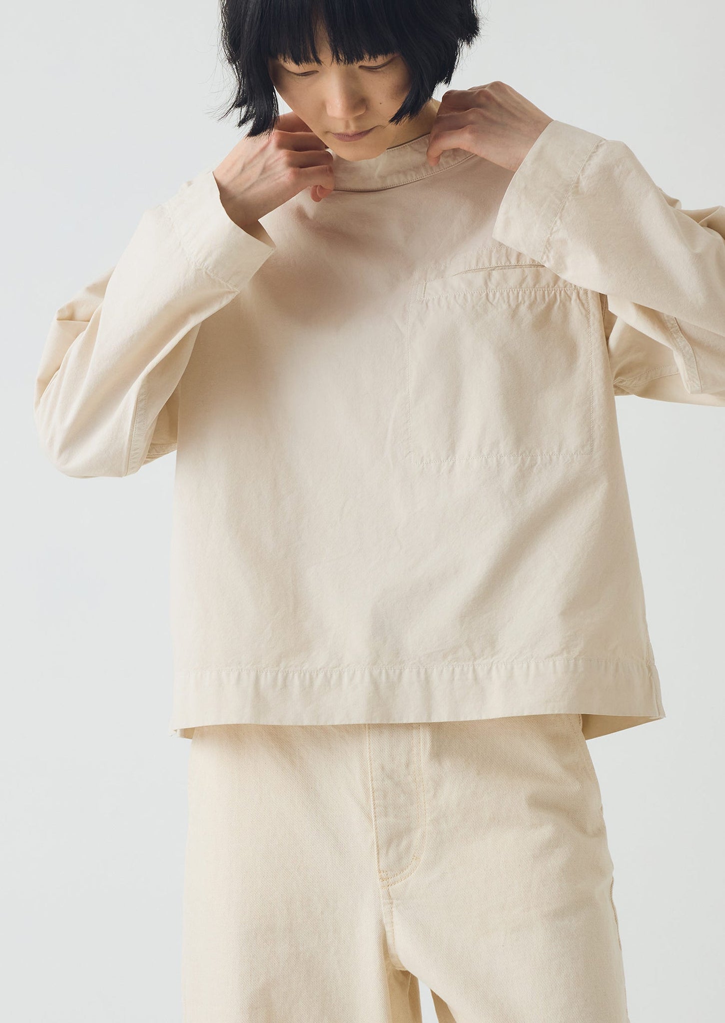 Cotton Linen Poplin Smock Top | Raw Linen
