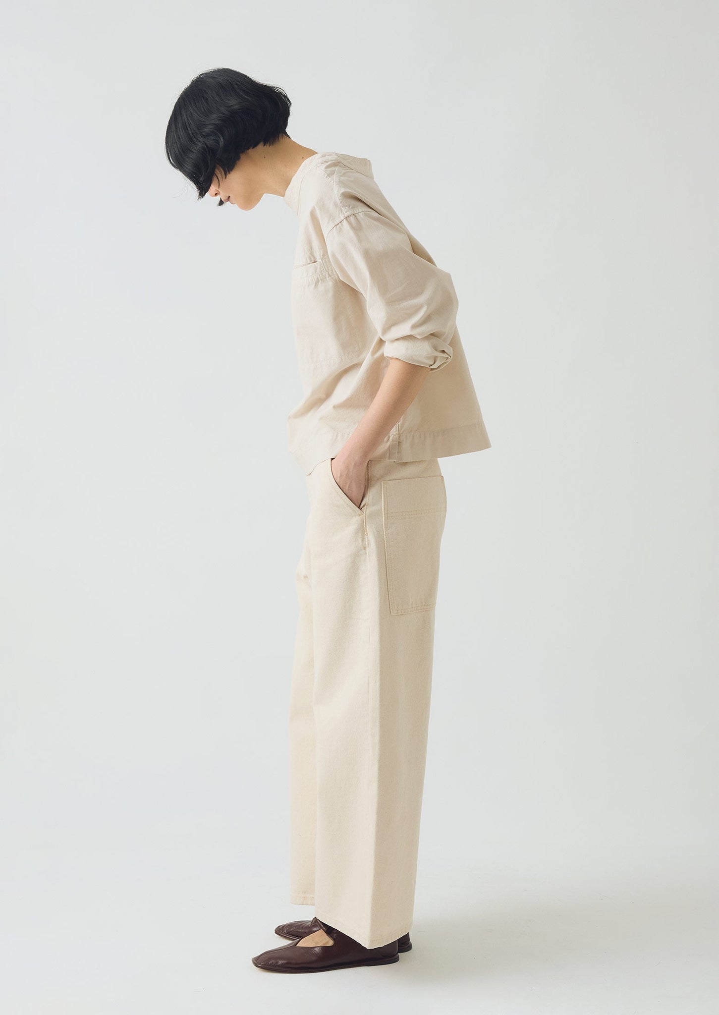 Cotton Linen Poplin Smock Top | Raw Linen