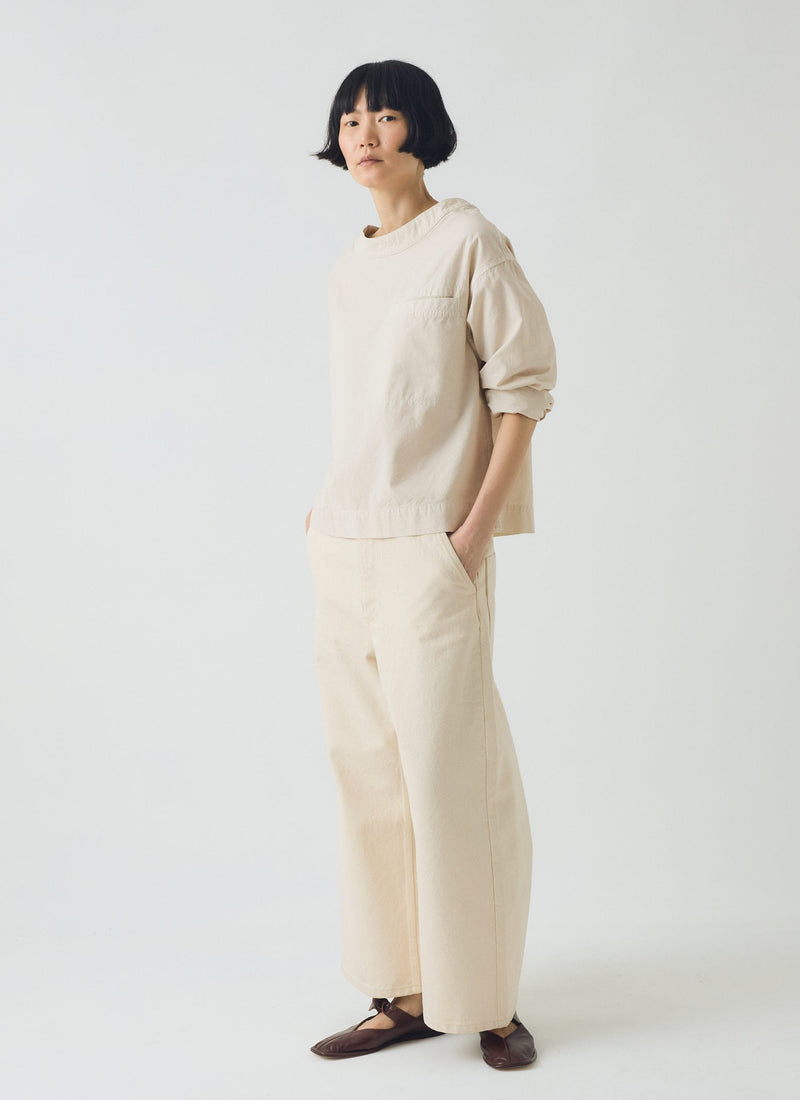 Cotton Linen Poplin Smock Top | Raw Linen