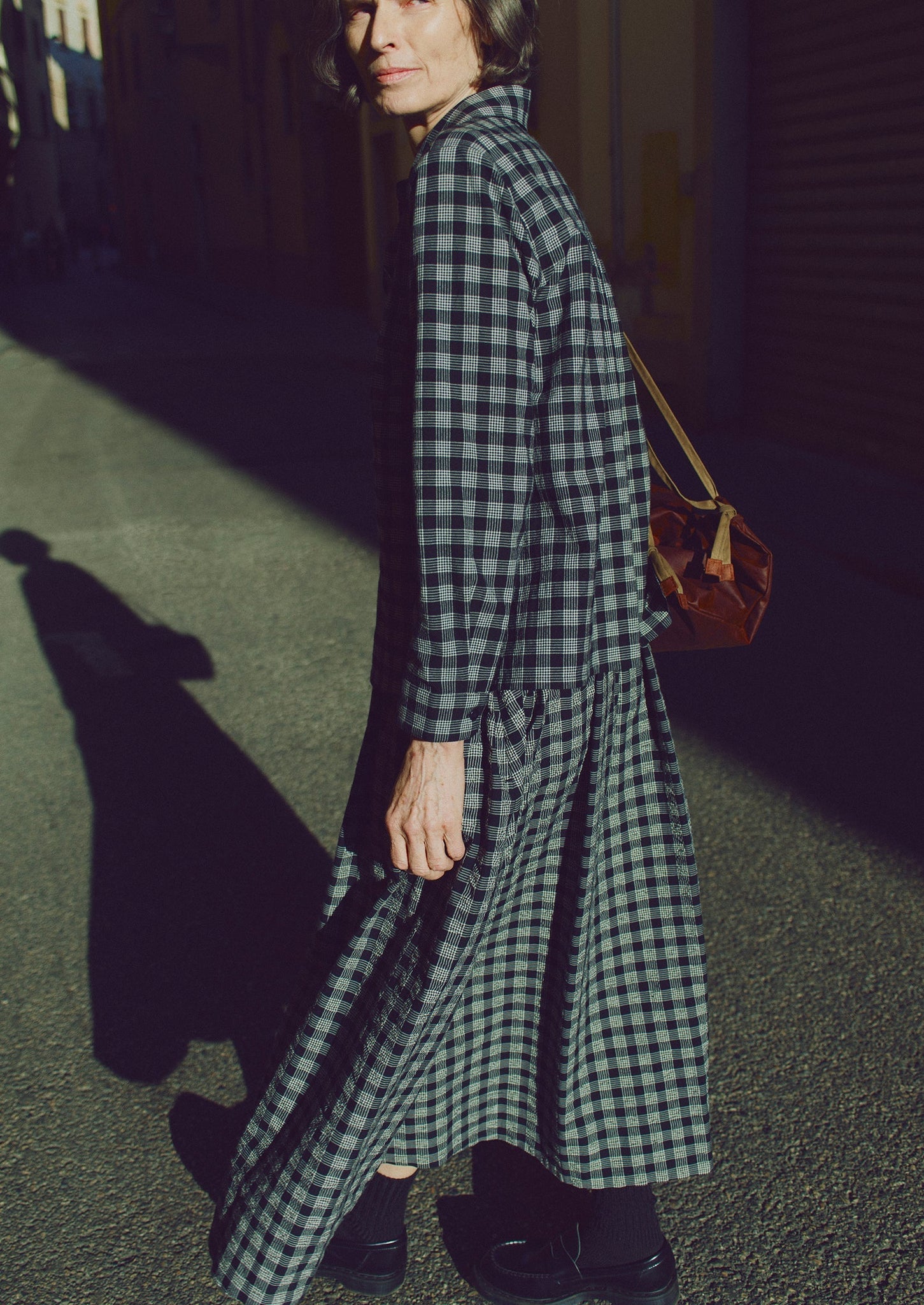 Ollie Binding Check Cotton Wool Seersucker Shirt | Black/Ecru