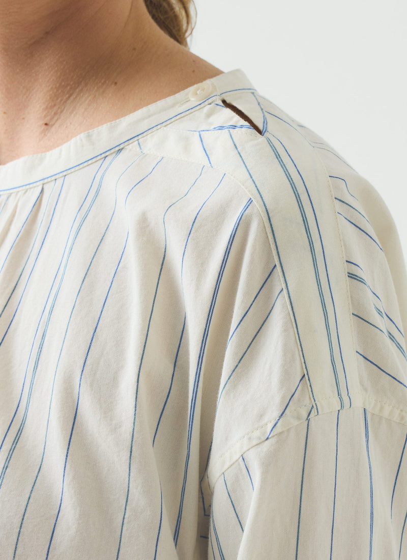 Irregular Stripe Gathered Smock Top | Cobalt