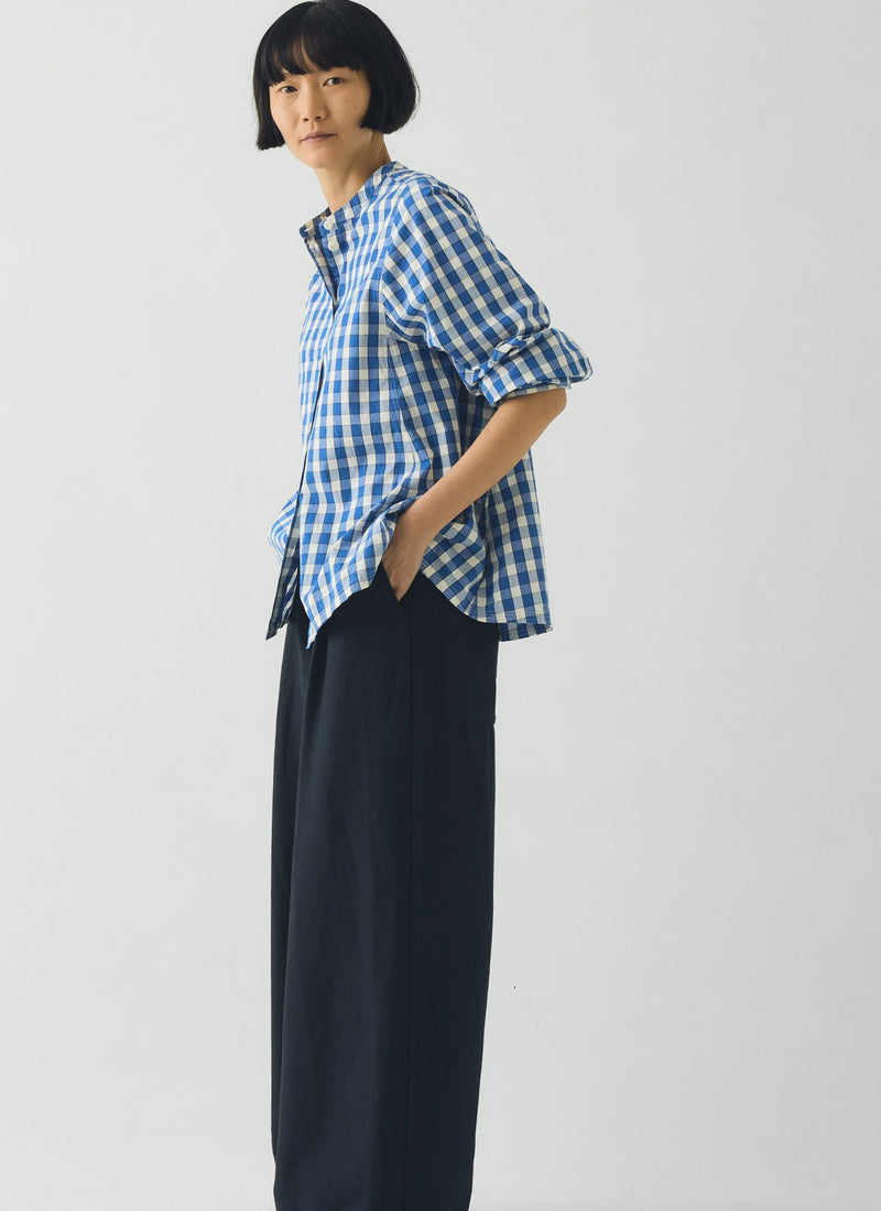 Alfresco Gingham Cotton Shirt | Pacific Blue