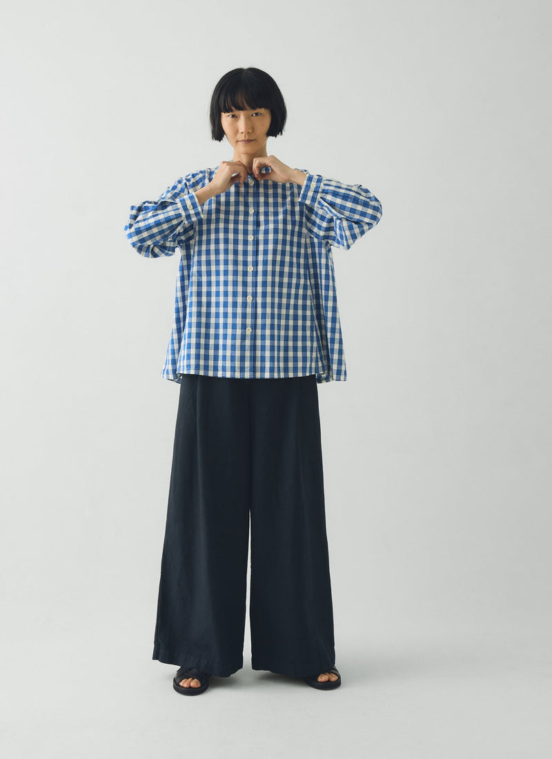 Alfresco Gingham Cotton Shirt | Pacific Blue