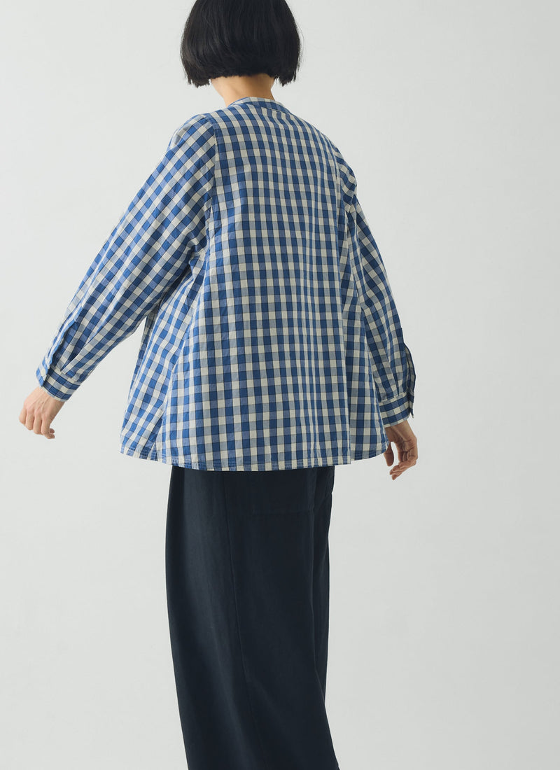 Alfresco Gingham Cotton Shirt | Pacific Blue