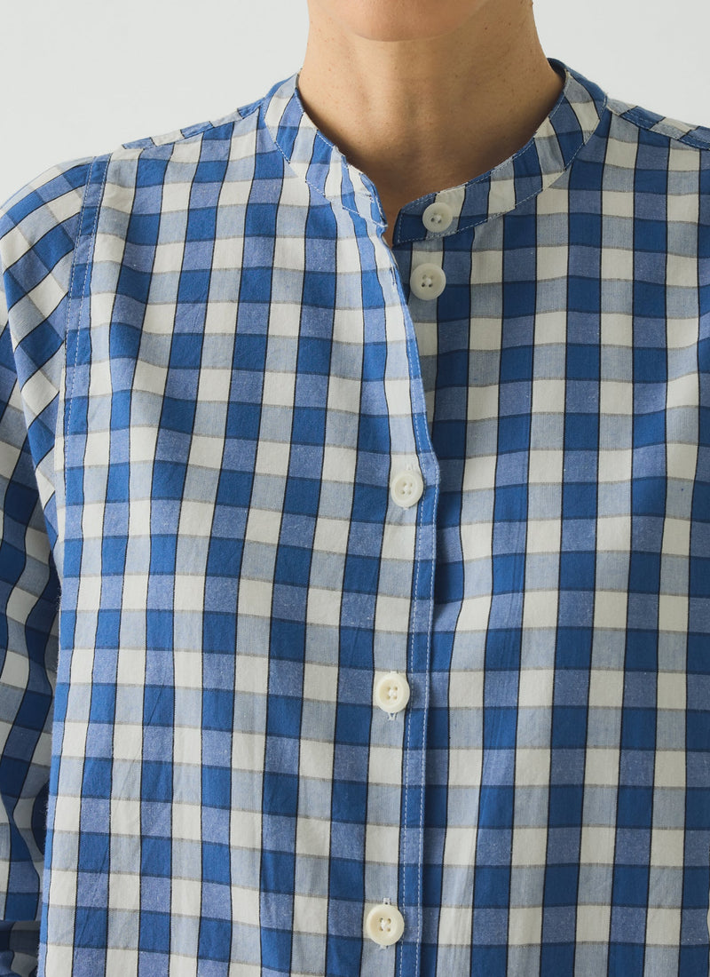 Alfresco Gingham Cotton Shirt | Pacific Blue