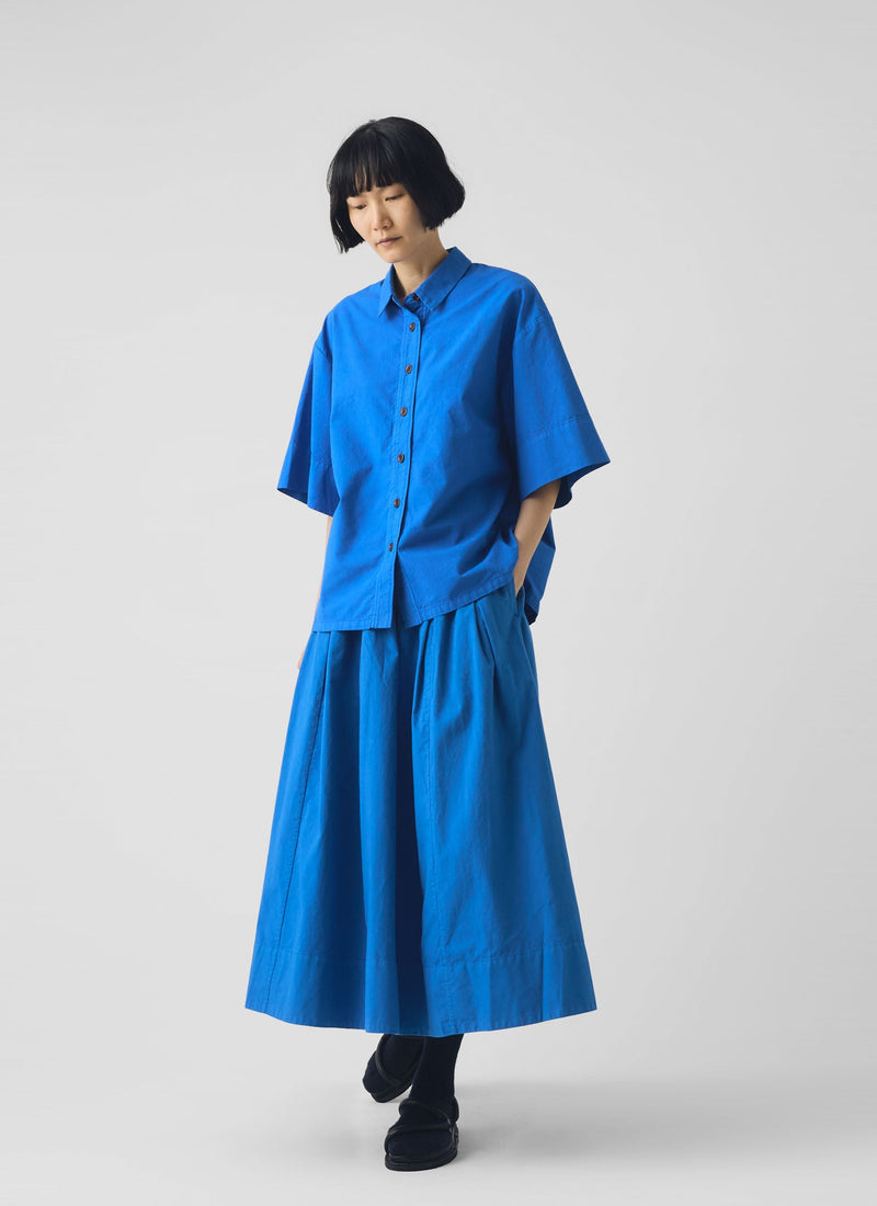Cotton Linen Poplin Shirt | Enamel Blue