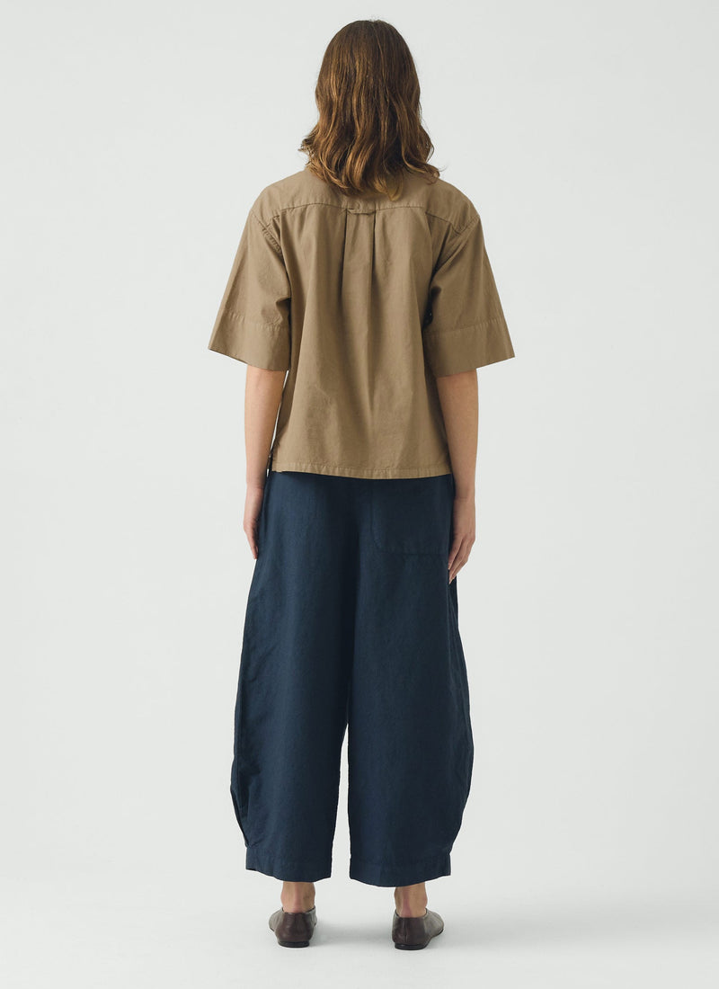 Cotton Linen Poplin Shirt | Ash Brown