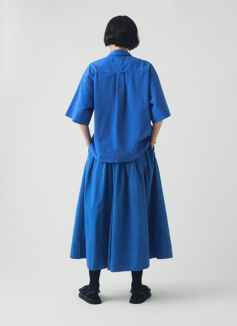 Cotton Linen Poplin Shirt | Enamel Blue
