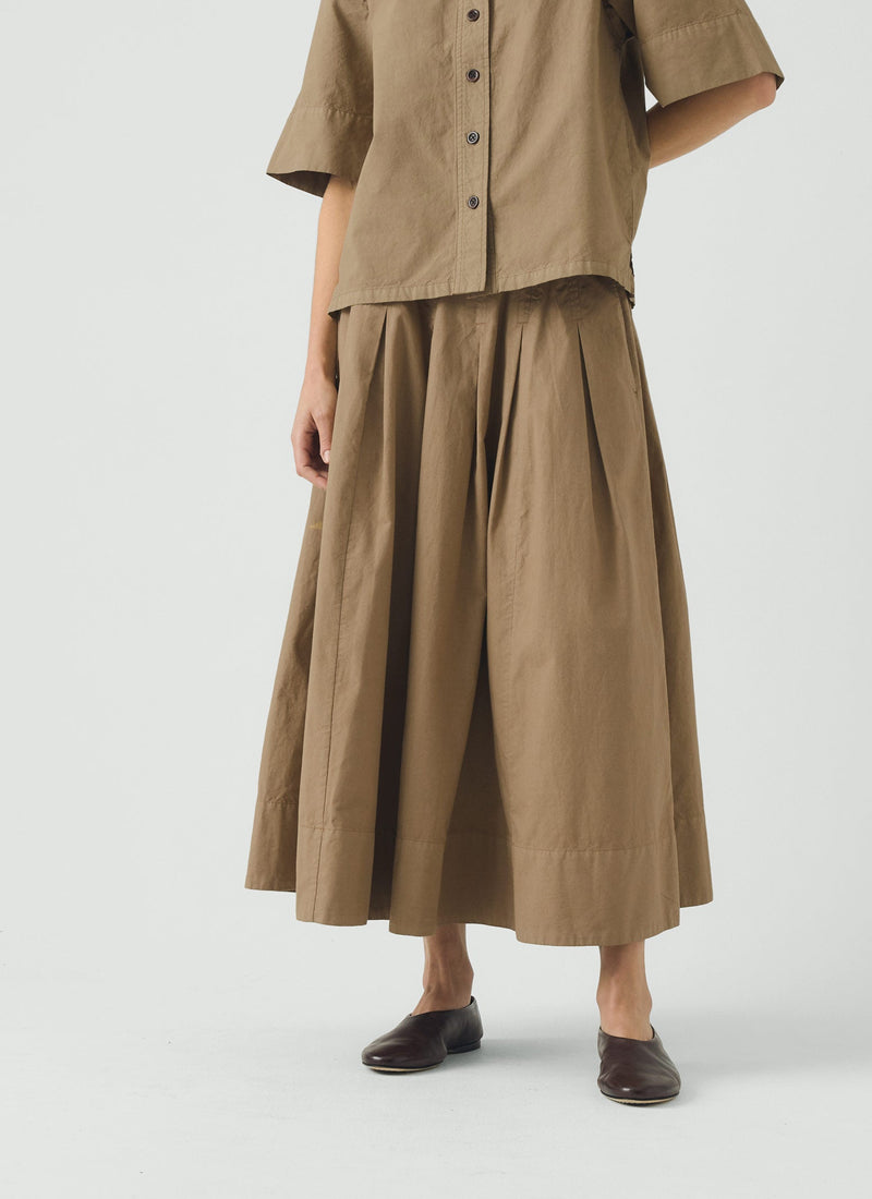 Cotton Linen Poplin Shirt | Ash Brown