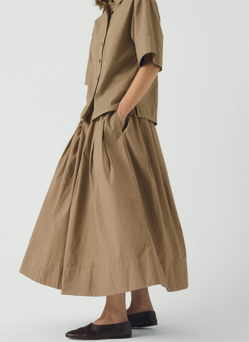 Cotton Linen Poplin Shirt | Ash Brown