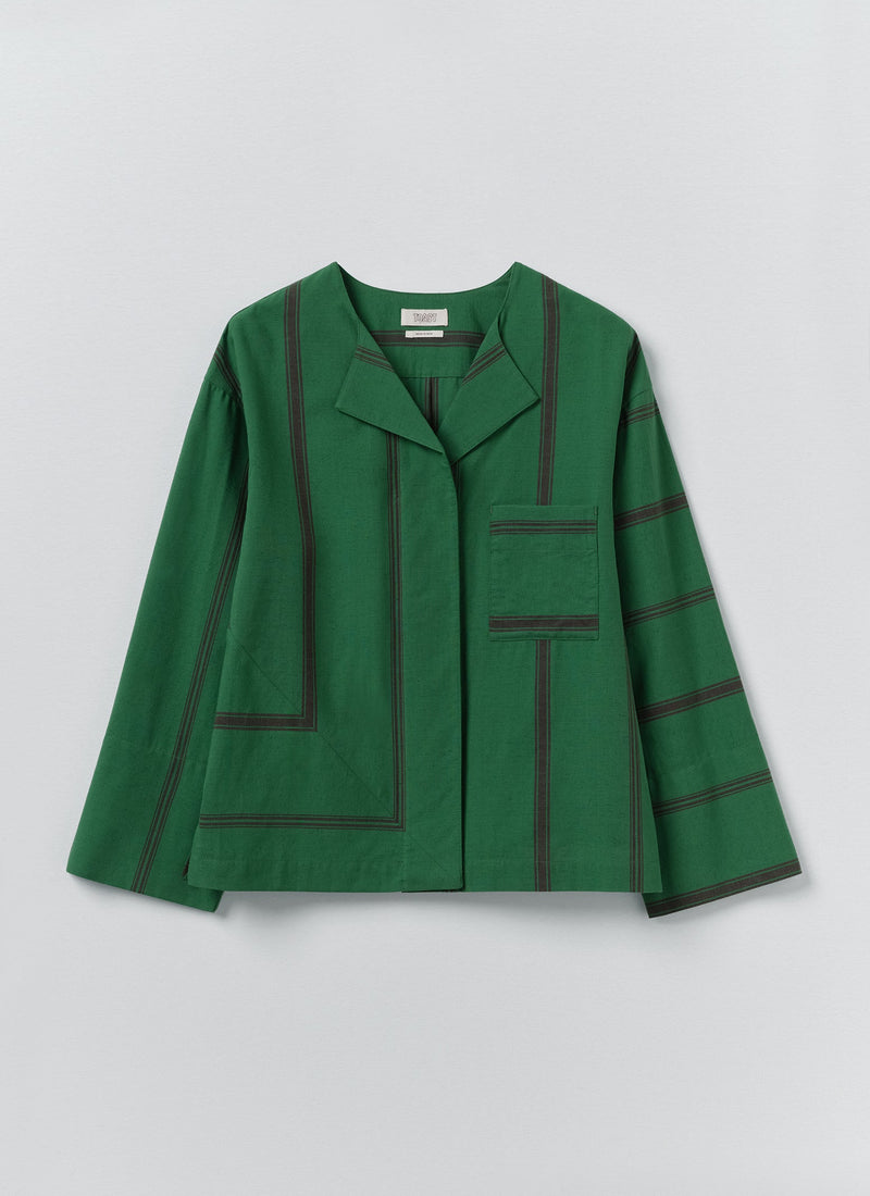 Tea Towel Stripe Long Sleeve Top | Sea Green