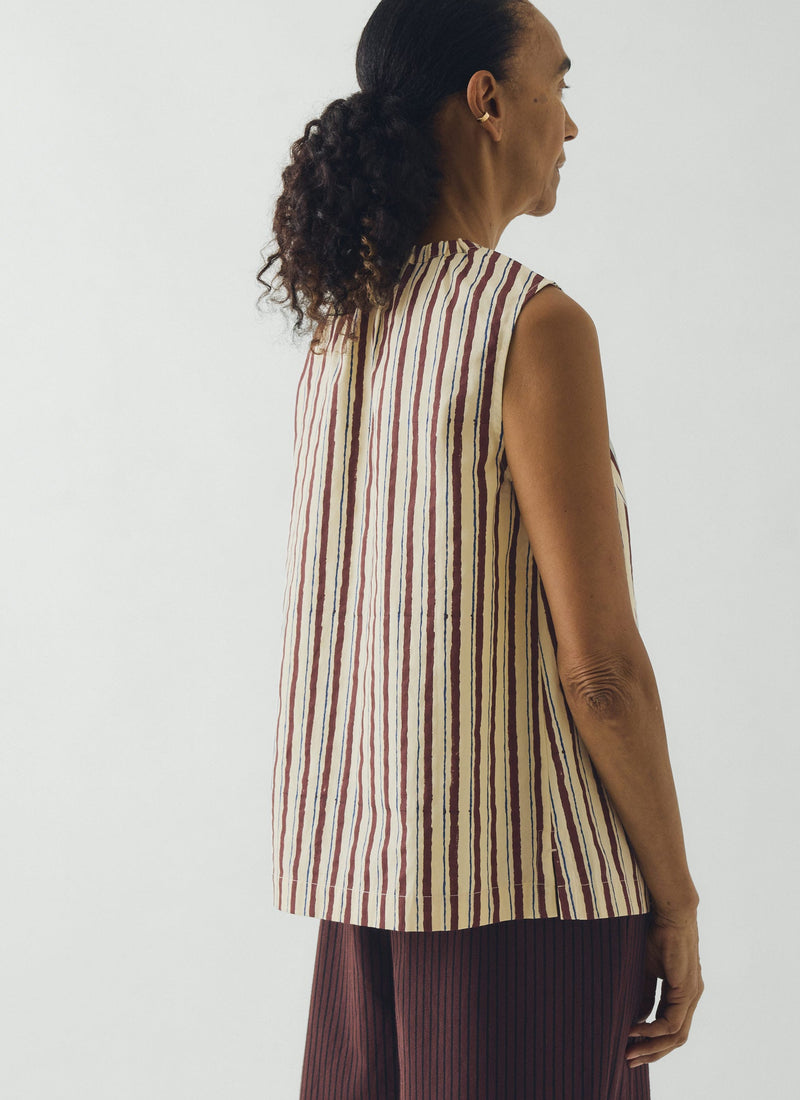 Block Print Sorbet Stripe Top | Pastel Lemon