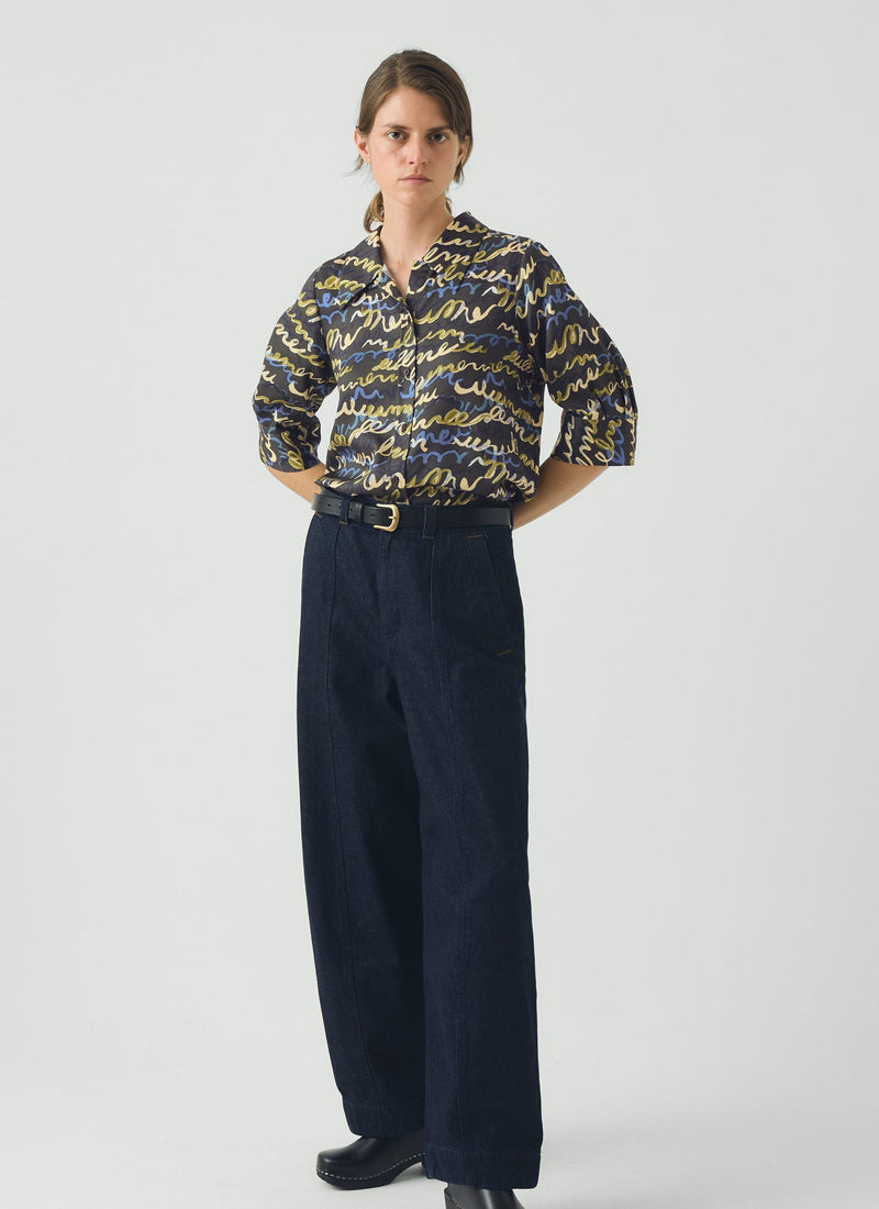 Gia Script Print Shirt | Avocado Rind