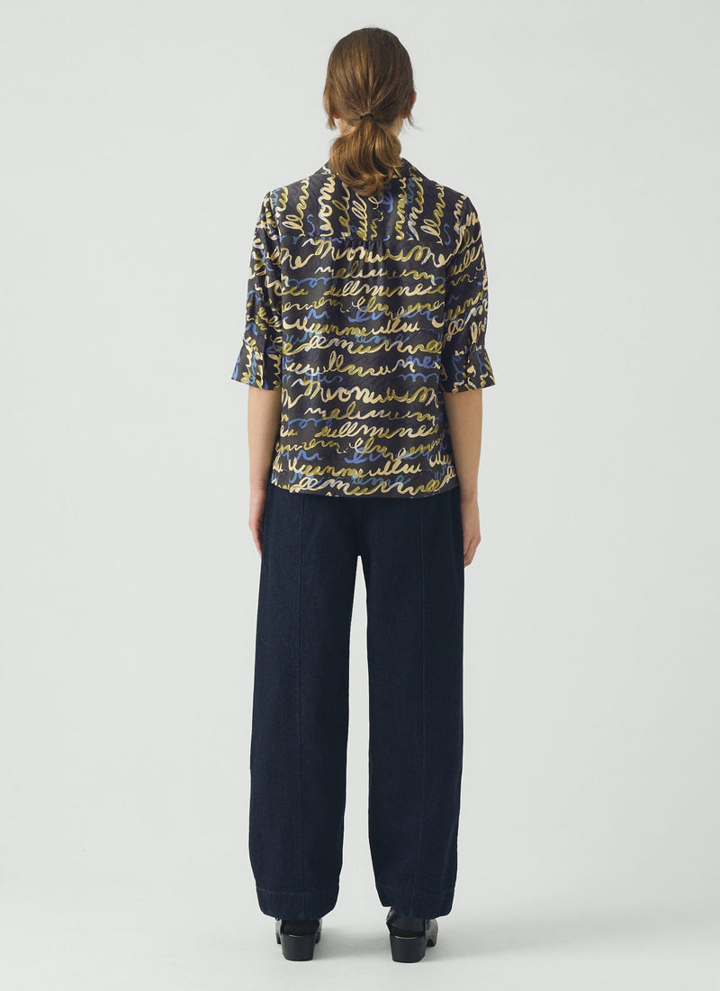 Gia Script Print Shirt | Avocado Rind