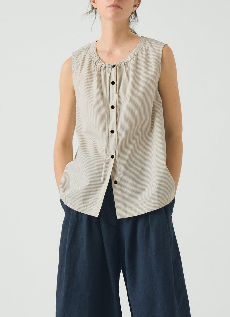 Mini Stripe Cotton Top | Sunwashed Blue