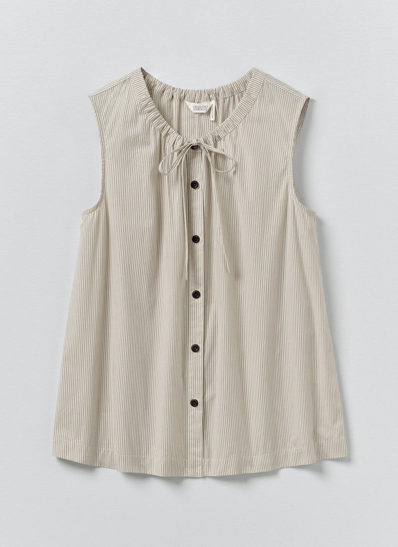 Mini Stripe Cotton Top | Sunwashed Blue