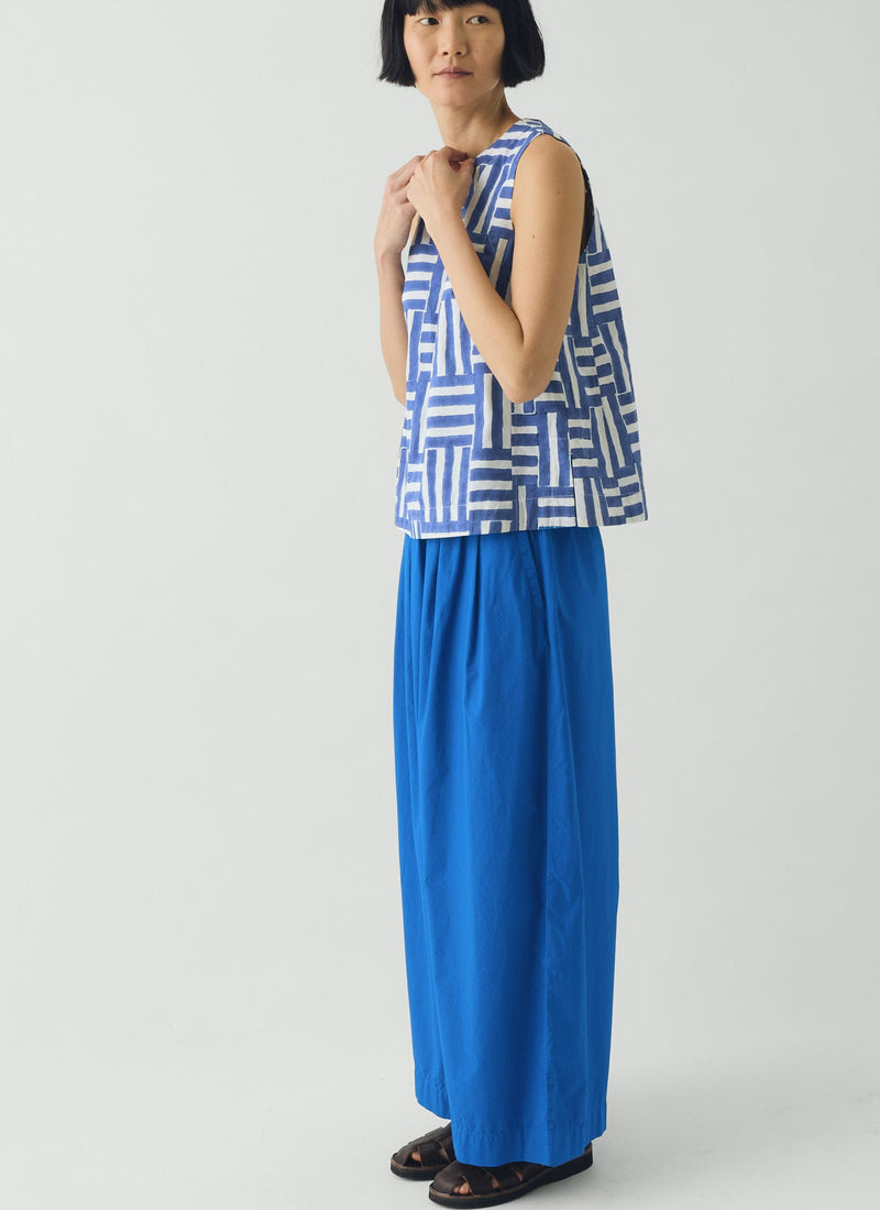 Patchwork Stripe Block Print Top | Deep Cornflower