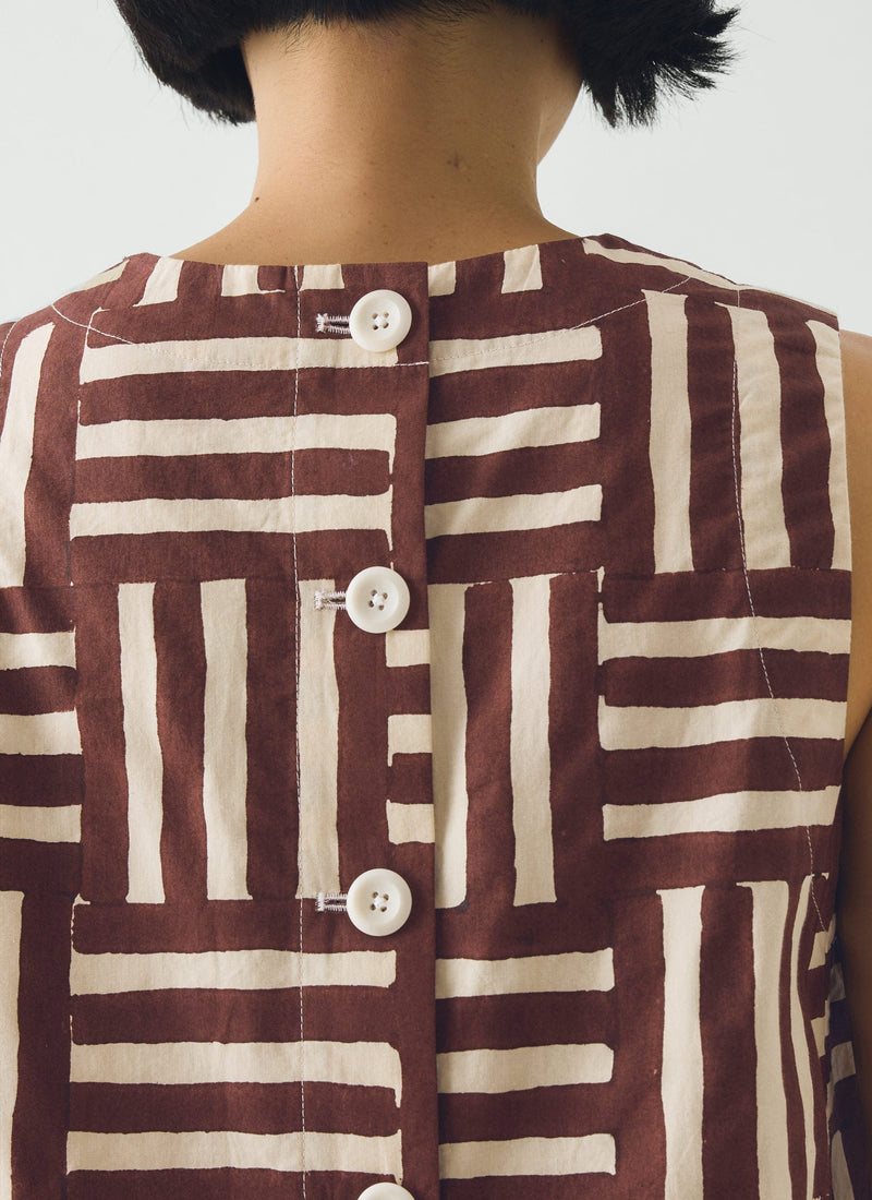 Patchwork Stripe Block Print Top | Sable