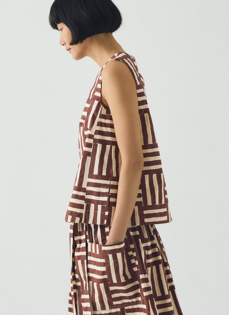 Patchwork Stripe Block Print Top | Sable