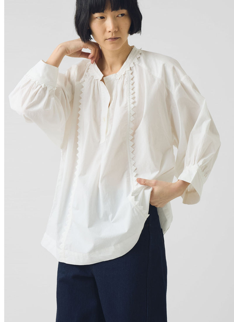 Crockery Edge Cotton Poplin Top | Paper White