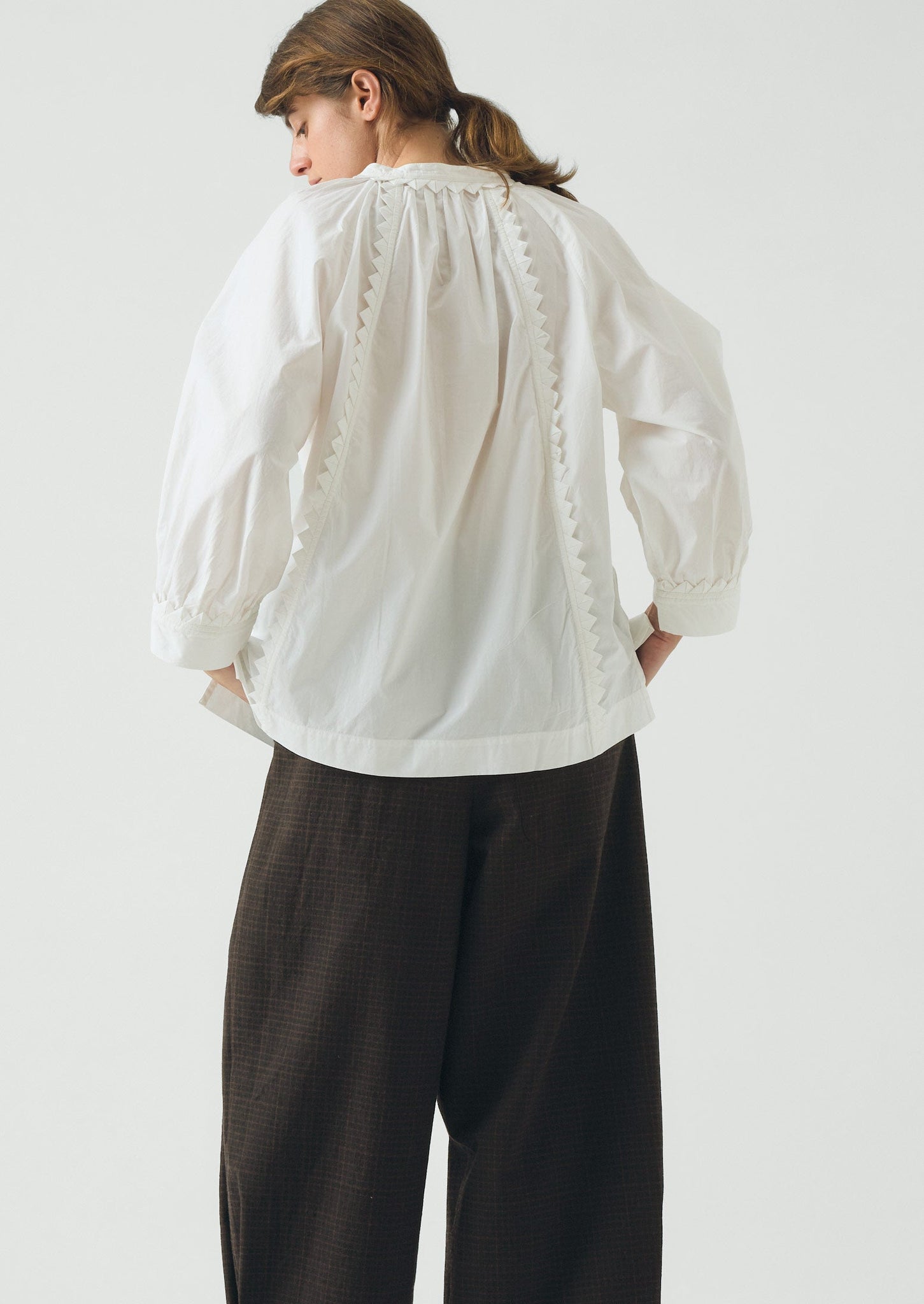 Crockery Edge Cotton Poplin Top | Paper White