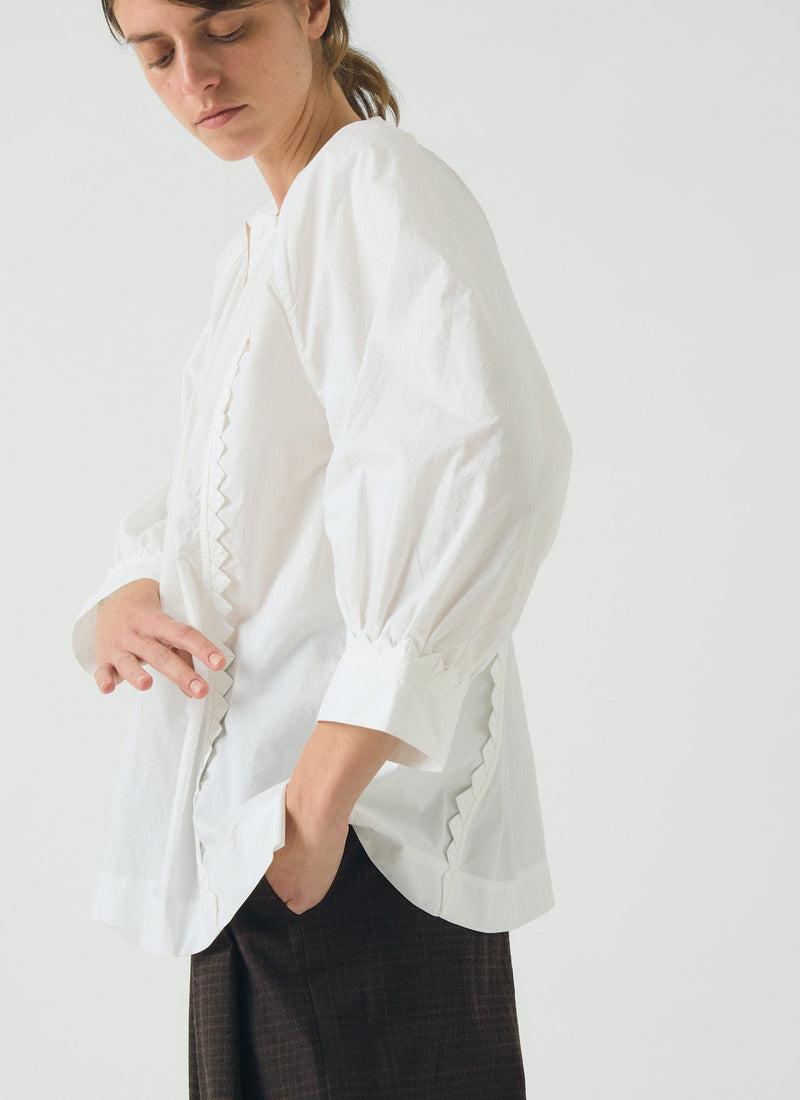Crockery Edge Cotton Poplin Top | Paper White