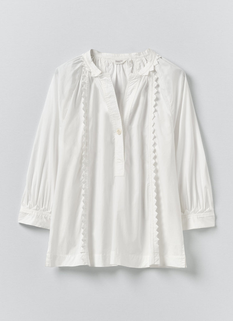 Crockery Edge Cotton Poplin Top | Paper White