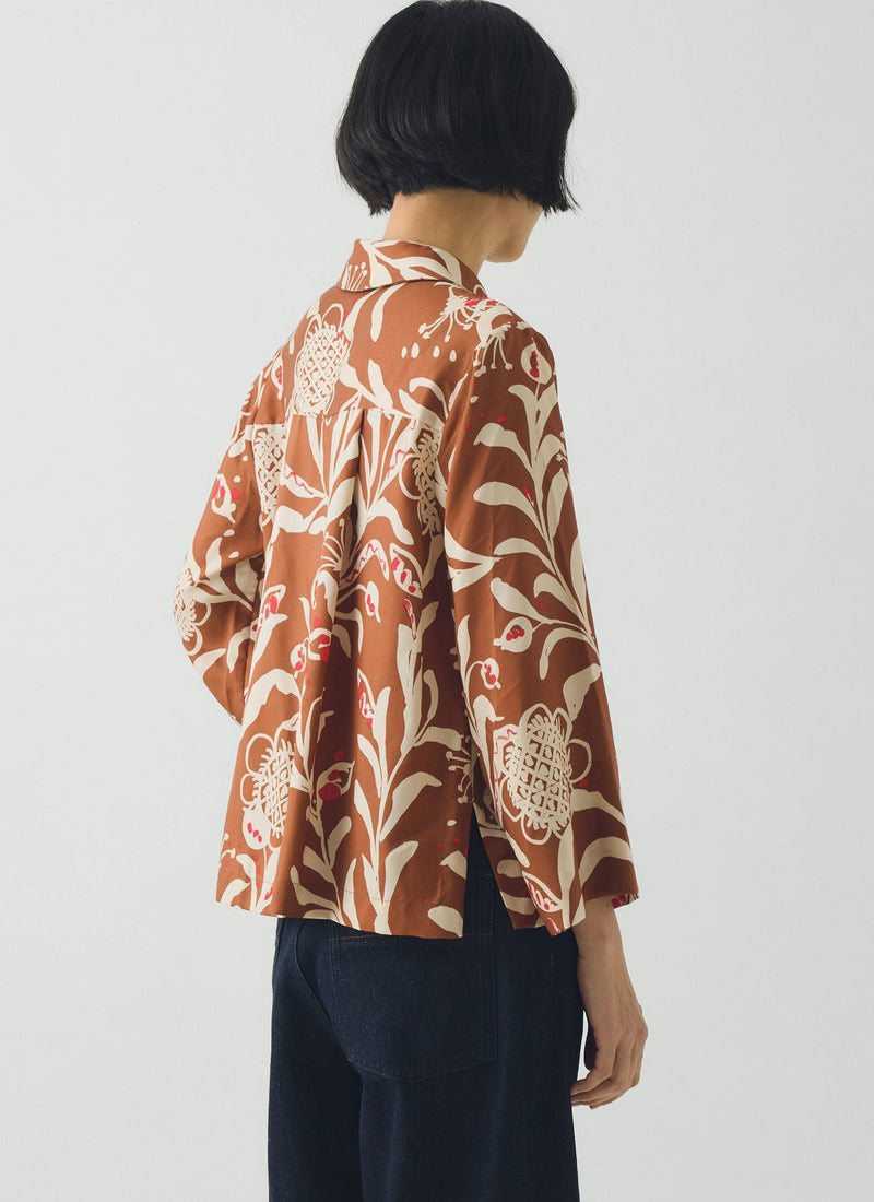 Crockery Print Boxy Shirt | Cinnamon