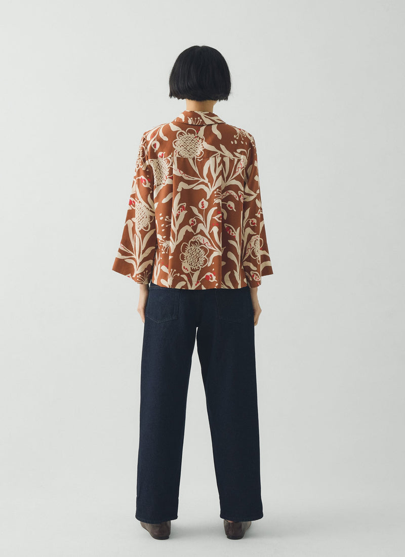 Crockery Print Boxy Shirt | Cinnamon