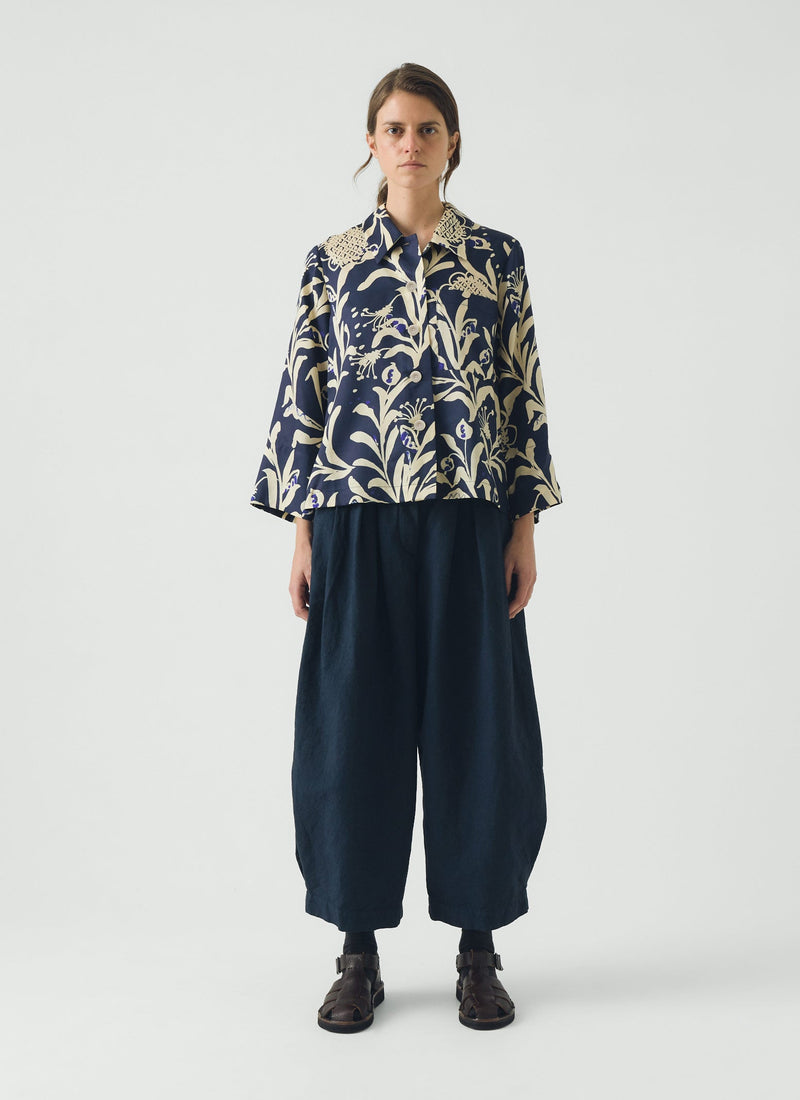 Crockery Print Boxy Shirt | Smalt
