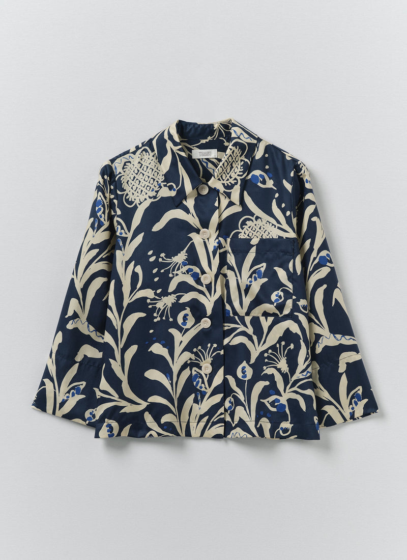 Crockery Print Boxy Shirt | Smalt
