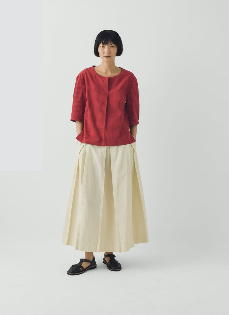 Graph Paper Check Cotton Top | Vibrant Red/Slate
