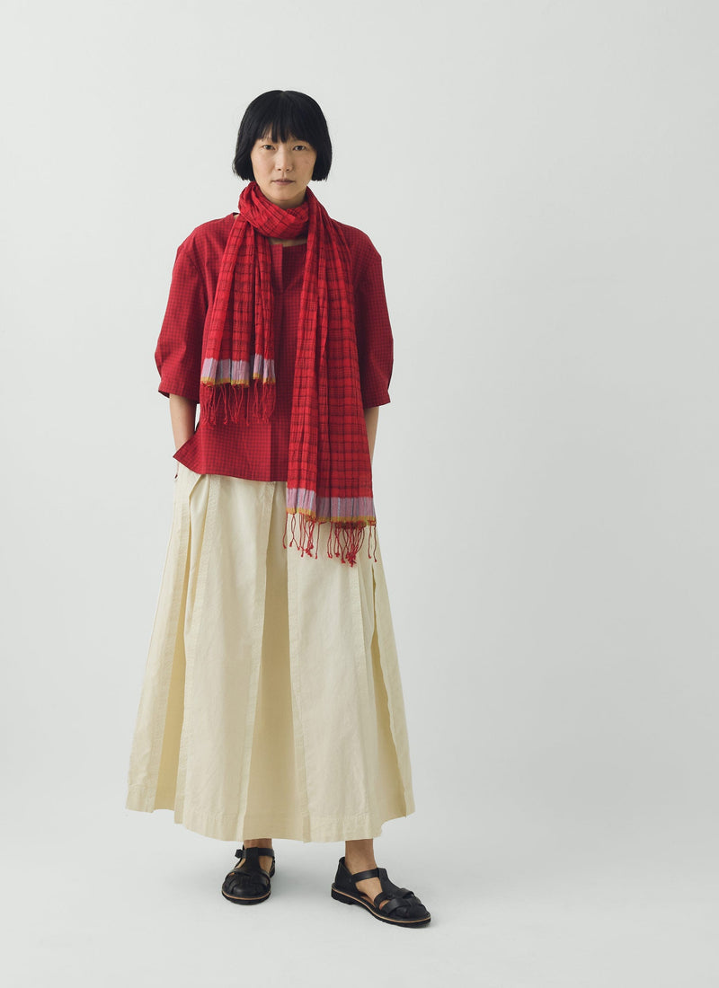 Graph Paper Check Cotton Top | Vibrant Red/Slate