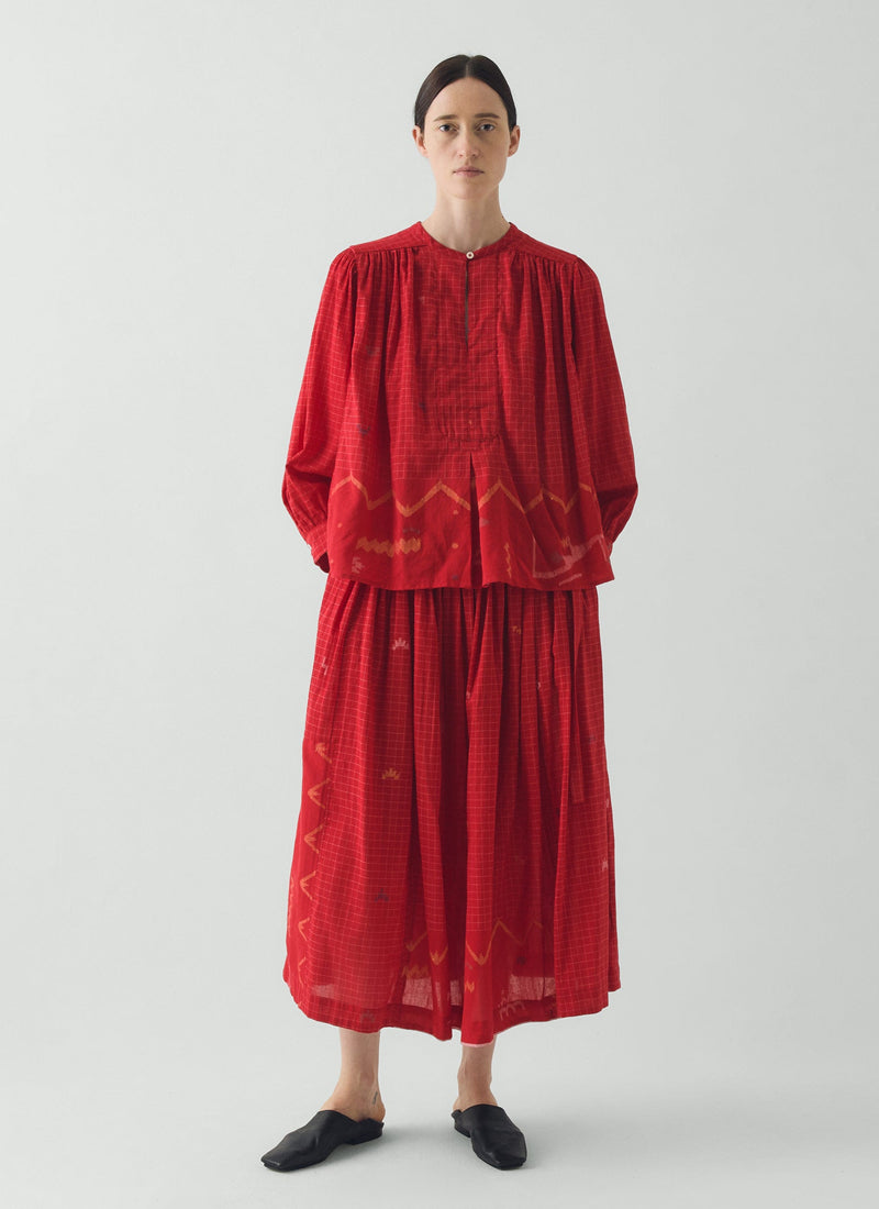 Jamdani Hand Woven Cotton Top | Maypole Red