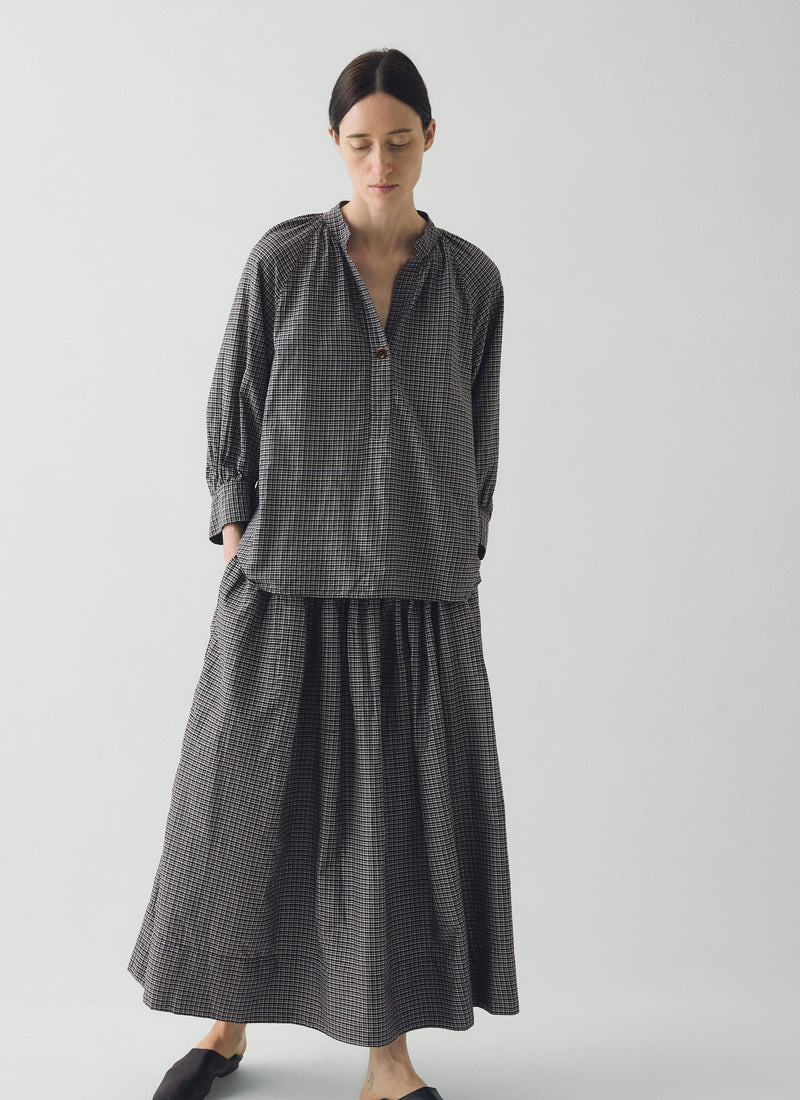 Catrin Cotton Silk Check Shirt | Ecru/Soft Black