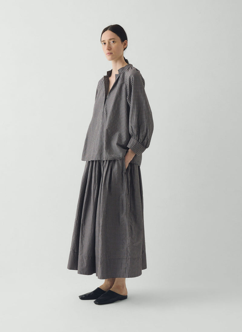Catrin Cotton Silk Check Shirt | Ecru/Soft Black