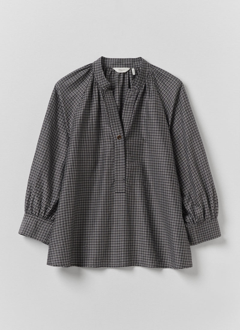 Catrin Cotton Silk Check Shirt | Ecru/Soft Black