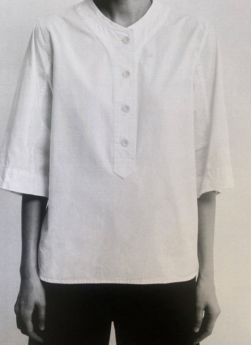 Applied Placket Cotton Linen Top | Vintage White