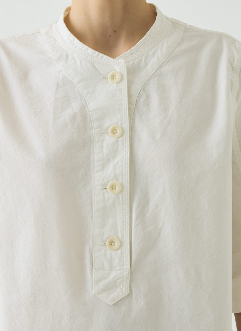 Applied Placket Cotton Linen Top | Vintage White