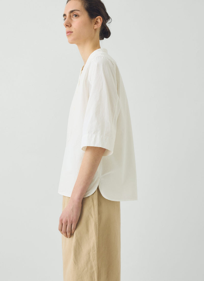 Applied Placket Cotton Linen Top | Vintage White