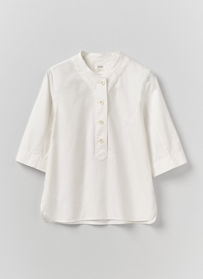 Applied Placket Cotton Linen Top | Vintage White