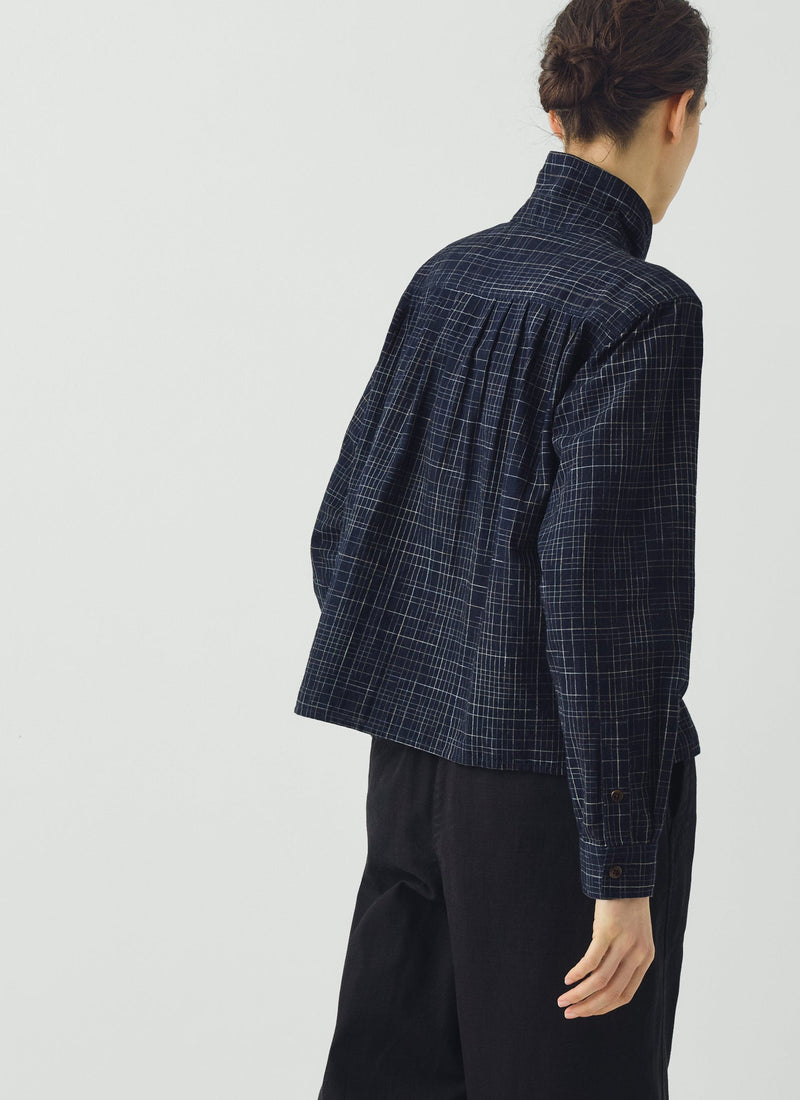 Space Dyed Indigo Check Shirt | Indigo/Ecru